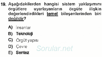 Yönetim Bilimi 1 2012 - 2013 Tek Ders Sınavı 19.Soru