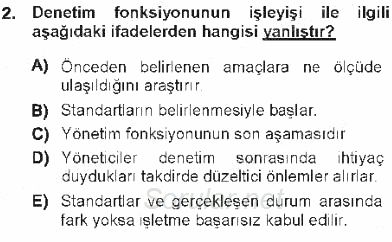 Yönetim Bilimi 1 2012 - 2013 Tek Ders Sınavı 2.Soru