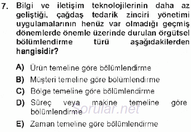 Yönetim Bilimi 1 2012 - 2013 Tek Ders Sınavı 7.Soru