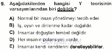 Yönetim Bilimi 1 2012 - 2013 Tek Ders Sınavı 9.Soru