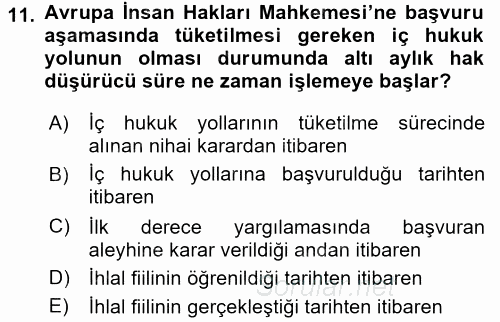 Temel İnsan Hakları Bilgisi 2 2017 - 2018 Ara Sınavı 11.Soru