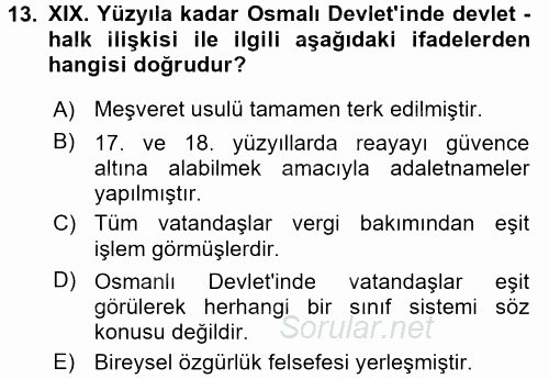 Temel İnsan Hakları Bilgisi 2 2017 - 2018 Ara Sınavı 13.Soru