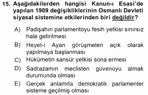 Temel İnsan Hakları Bilgisi 2 2017 - 2018 Ara Sınavı 15.Soru