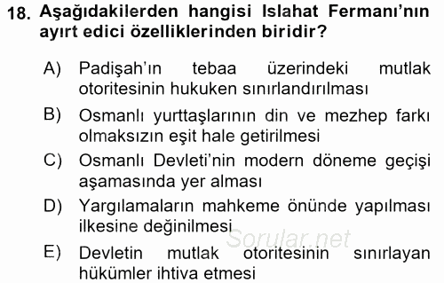Temel İnsan Hakları Bilgisi 2 2017 - 2018 Ara Sınavı 18.Soru