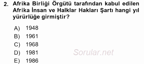 Temel İnsan Hakları Bilgisi 2 2017 - 2018 Ara Sınavı 2.Soru