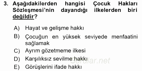 Temel İnsan Hakları Bilgisi 2 2017 - 2018 Ara Sınavı 3.Soru