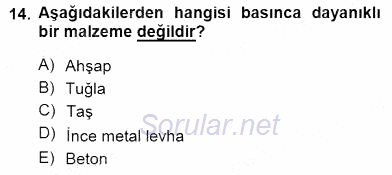 Bina ve Yapım Bilgisi 2012 - 2013 Dönem Sonu Sınavı 14.Soru