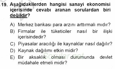 Sanayi Ekonomisi 2012 - 2013 Ara Sınavı 19.Soru