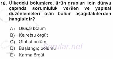 Uluslararası İşletmecilik 2015 - 2016 Dönem Sonu Sınavı 18.Soru