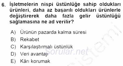 Uluslararası İşletmecilik 2015 - 2016 Dönem Sonu Sınavı 6.Soru