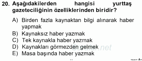 Medya Siyaset Kültür 2014 - 2015 Ara Sınavı 20.Soru