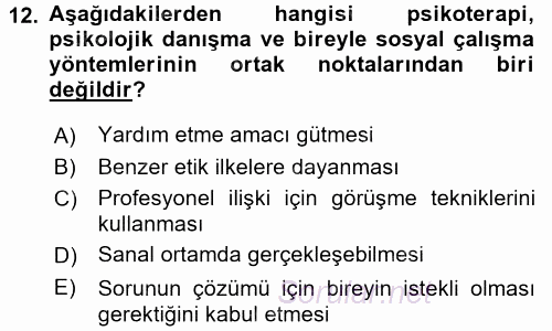 Görüşme Teknikleri 2016 - 2017 Ara Sınavı 12.Soru