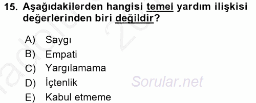 Görüşme Teknikleri 2016 - 2017 Ara Sınavı 15.Soru