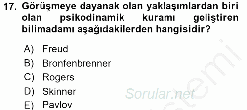 Görüşme Teknikleri 2016 - 2017 Ara Sınavı 17.Soru