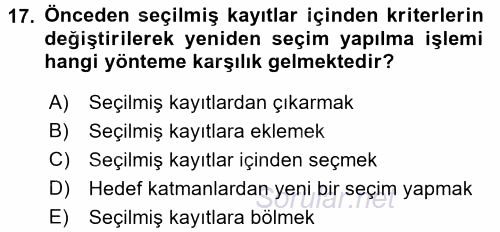 Konumsal Veritabanı 1 2017 - 2018 Dönem Sonu Sınavı 17.Soru