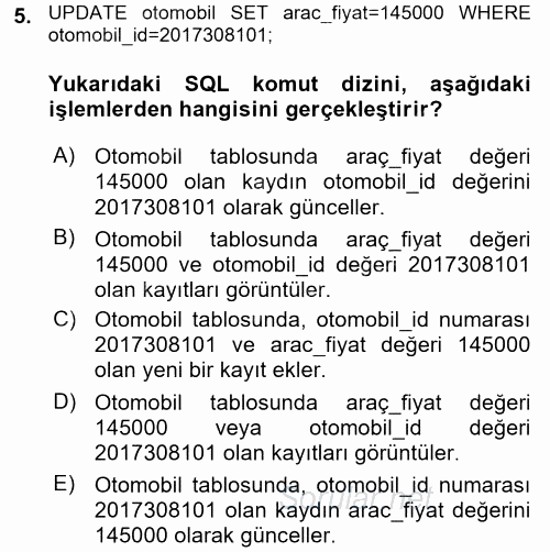 Konumsal Veritabanı 1 2017 - 2018 Dönem Sonu Sınavı 5.Soru