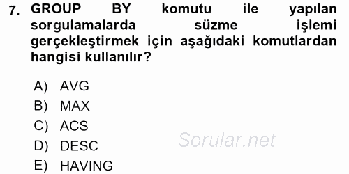 Konumsal Veritabanı 1 2017 - 2018 Dönem Sonu Sınavı 7.Soru