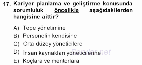 Performans Yönetimi 2013 - 2014 Dönem Sonu Sınavı 17.Soru