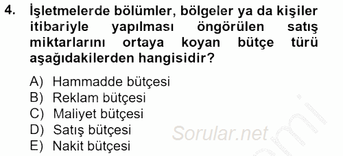 Performans Yönetimi 2013 - 2014 Dönem Sonu Sınavı 4.Soru