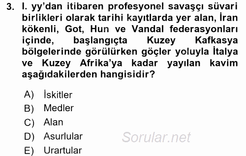 Bizans Tarihi 2015 - 2016 Ara Sınavı 3.Soru