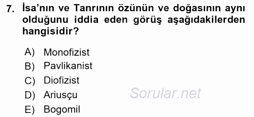 Bizans Tarihi 2015 - 2016 Ara Sınavı 7.Soru