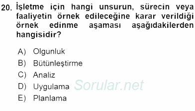 Yönetim ve Organizasyon 2 2015 - 2016 Dönem Sonu Sınavı 20.Soru