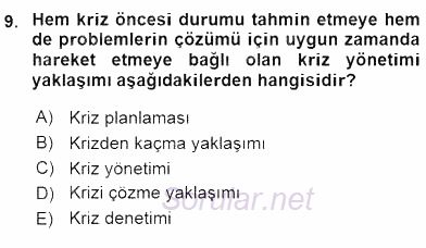 Yönetim ve Organizasyon 2 2015 - 2016 Dönem Sonu Sınavı 9.Soru