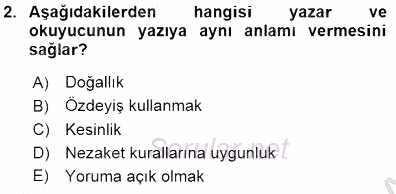 Mesleki Yazışmalar 2015 - 2016 Dönem Sonu Sınavı 2.Soru