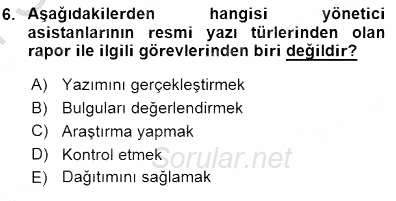 Mesleki Yazışmalar 2015 - 2016 Dönem Sonu Sınavı 6.Soru