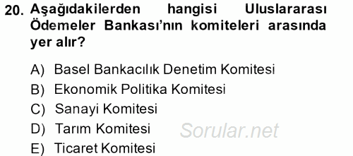 Uluslararası Ekonomik Kuruluşlar 2013 - 2014 Dönem Sonu Sınavı 20.Soru