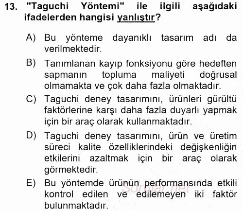 Üretim Yönetimi 2015 - 2016 Ara Sınavı 13.Soru