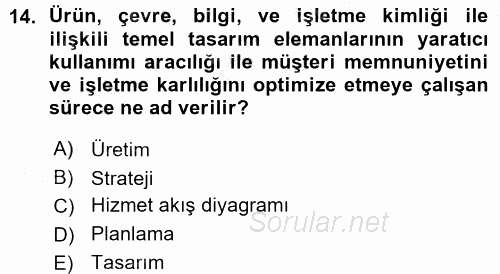 Üretim Yönetimi 2015 - 2016 Ara Sınavı 14.Soru