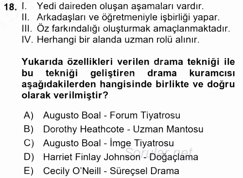 Çocuk Ve Drama 2016 - 2017 3 Ders Sınavı 18.Soru
