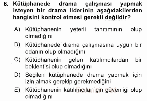 Çocuk Ve Drama 2016 - 2017 3 Ders Sınavı 6.Soru
