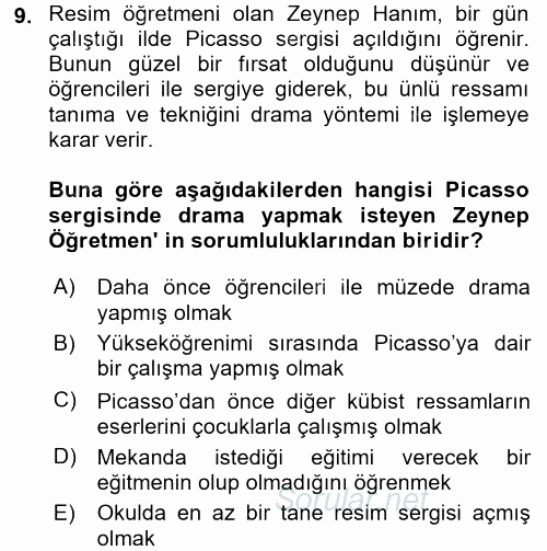 Çocuk Ve Drama 2016 - 2017 3 Ders Sınavı 9.Soru