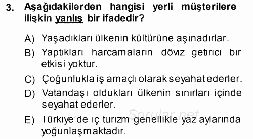 Odalar Bölümü Yönetimi 2013 - 2014 Tek Ders Sınavı 3.Soru