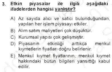 Borsaların Yapısı ve İşleyişi 2014 - 2015 Ara Sınavı 3.Soru