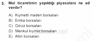Borsaların Yapısı ve İşleyişi 2014 - 2015 Ara Sınavı 5.Soru
