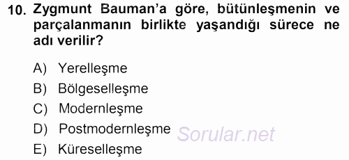 Çağdaş Sosyoloji Kuramları 2013 - 2014 Tek Ders Sınavı 10.Soru