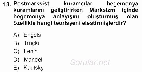 Çağdaş Sosyoloji Kuramları 2013 - 2014 Tek Ders Sınavı 18.Soru