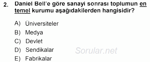 Çağdaş Sosyoloji Kuramları 2013 - 2014 Tek Ders Sınavı 2.Soru