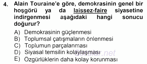 Çağdaş Sosyoloji Kuramları 2013 - 2014 Tek Ders Sınavı 4.Soru