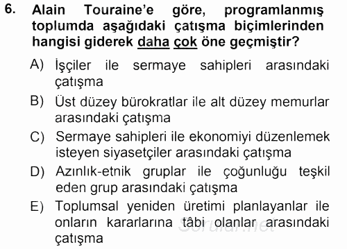 Çağdaş Sosyoloji Kuramları 2013 - 2014 Tek Ders Sınavı 6.Soru