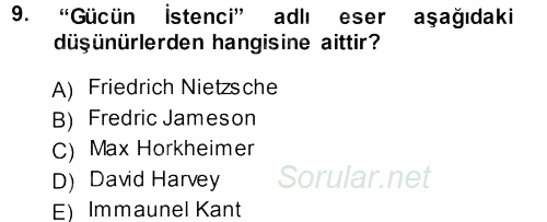 Çağdaş Sosyoloji Kuramları 2013 - 2014 Tek Ders Sınavı 9.Soru