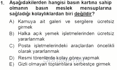 Medyada Çalışma Hayatı 2013 - 2014 Tek Ders Sınavı 1.Soru