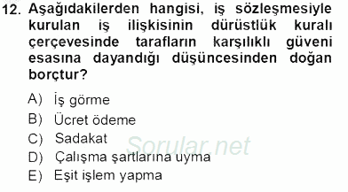 Medyada Çalışma Hayatı 2013 - 2014 Tek Ders Sınavı 12.Soru