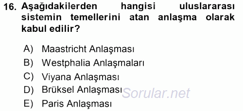 Siyaset Bilimi 2017 - 2018 3 Ders Sınavı 16.Soru