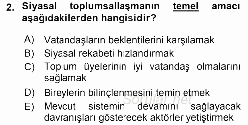 Siyaset Bilimi 2017 - 2018 3 Ders Sınavı 2.Soru