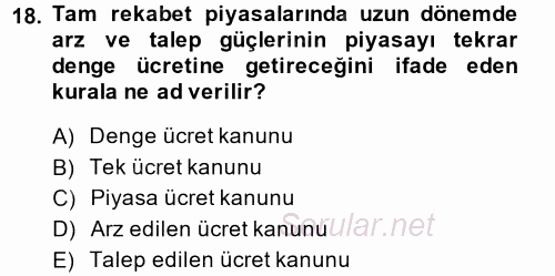 Çalışma Ekonomisi 2013 - 2014 Ara Sınavı 18.Soru