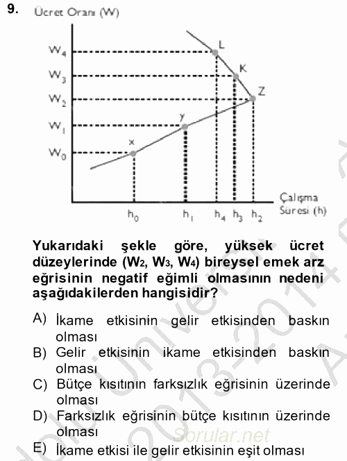 Çalışma Ekonomisi 2013 - 2014 Ara Sınavı 9.Soru